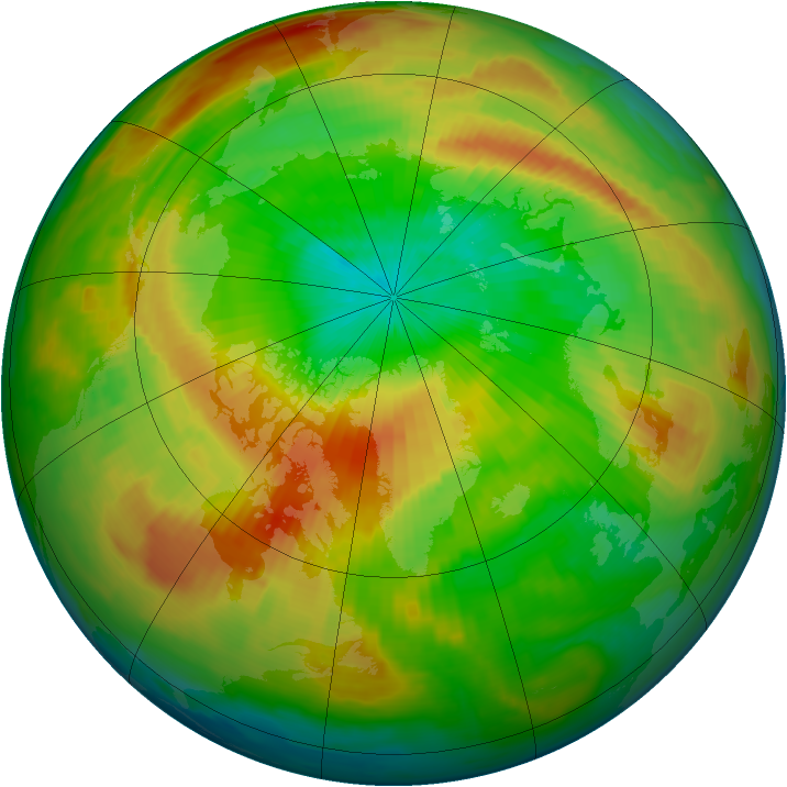 Arctic ozone map for 15 April 1997